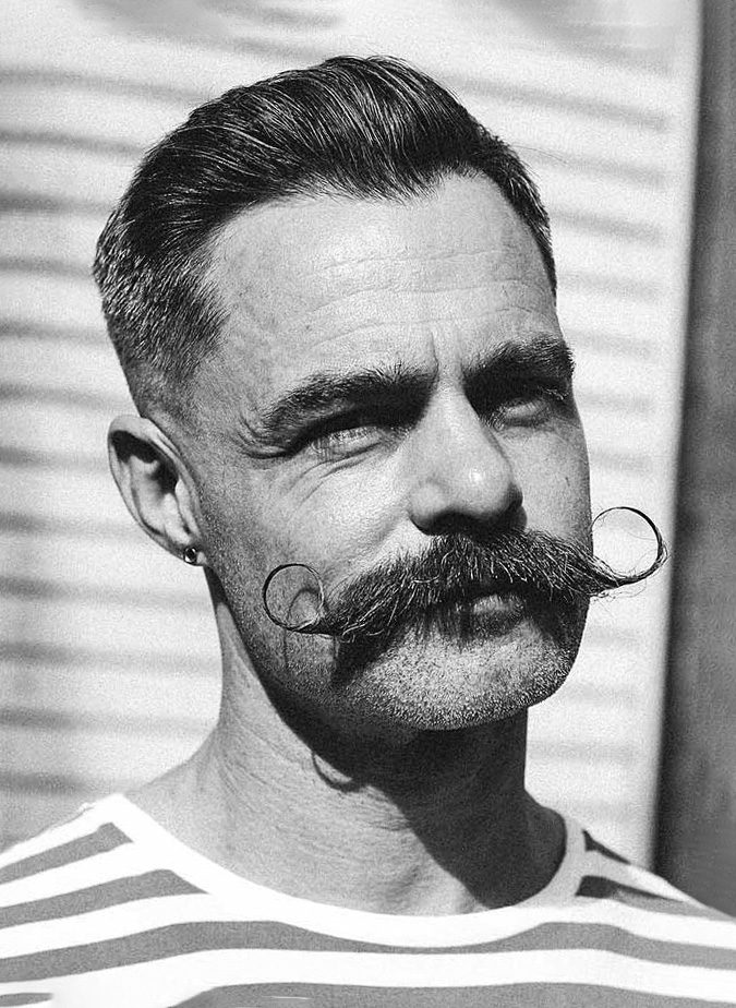 Pomped Slicked Back with Moustache