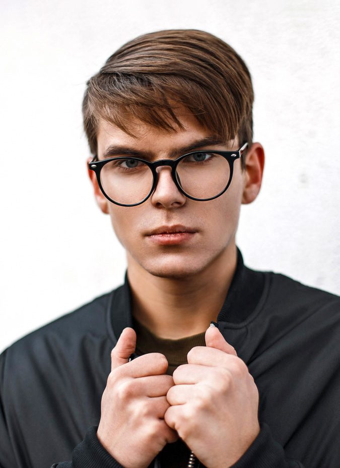 Straight Hair Boy Hairstyle with Glasses