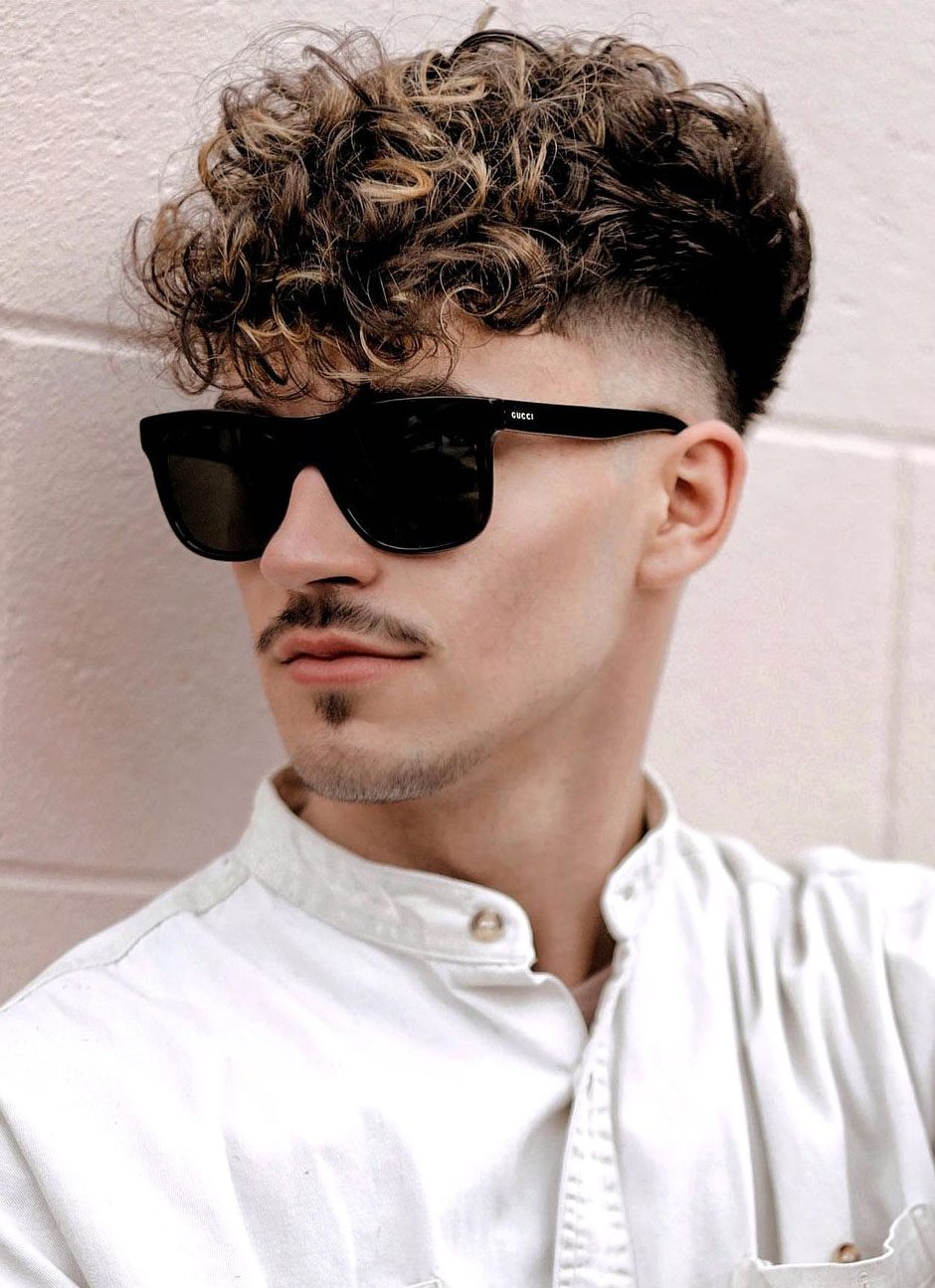 Curly Fringe with Drop Low Fade