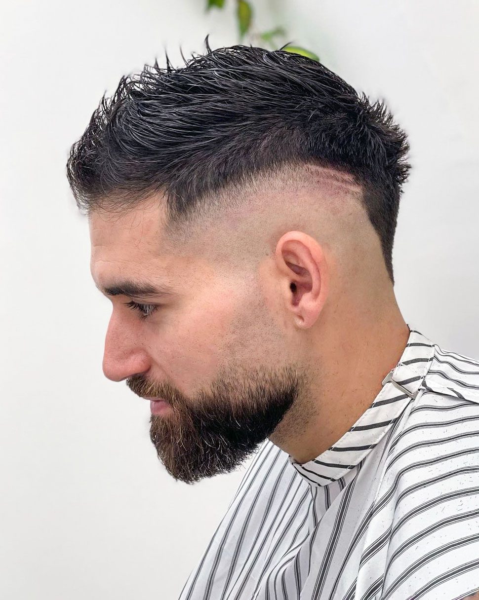 faux hawk fade with line