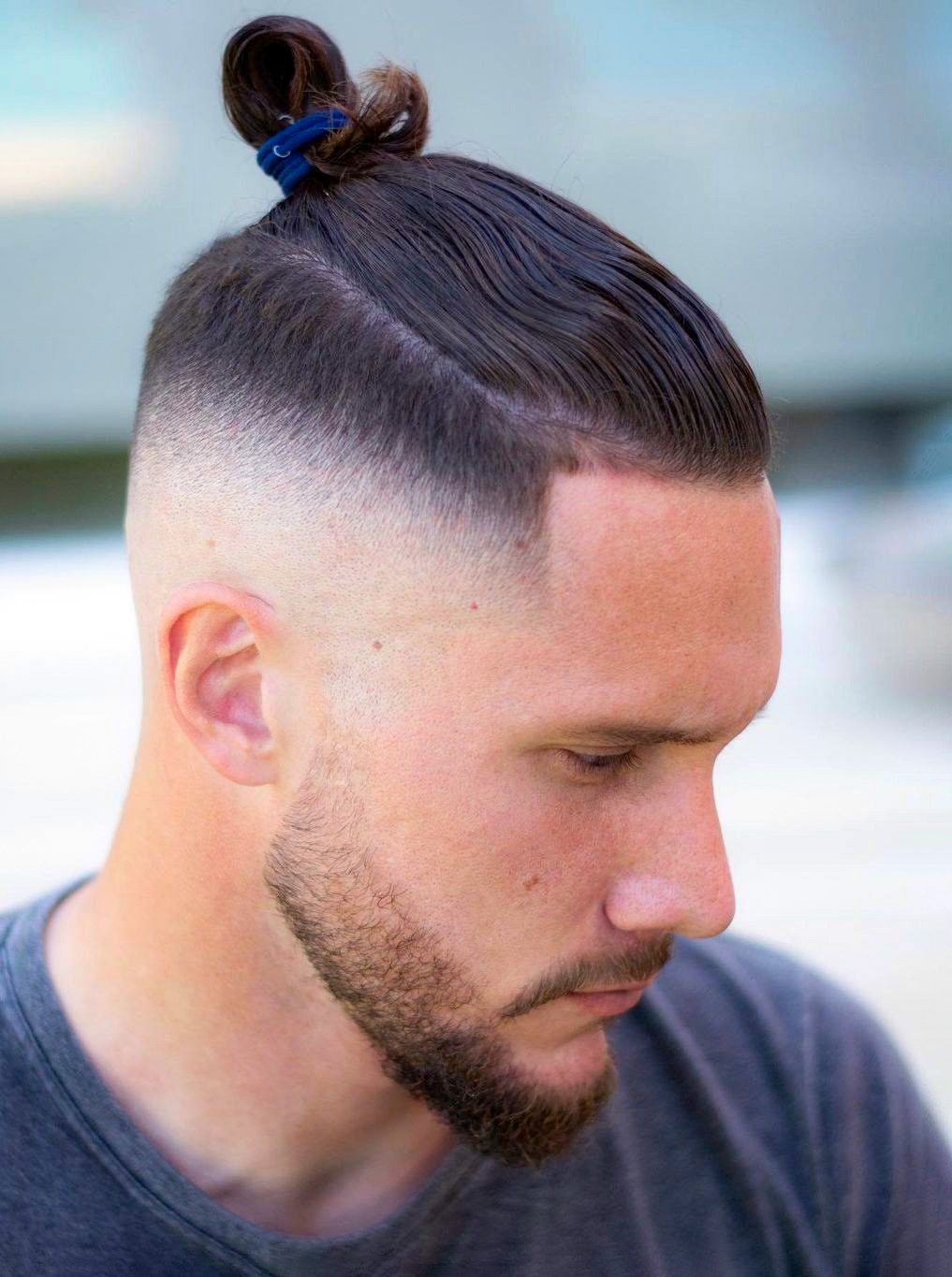 Temple Fade with Top Knot