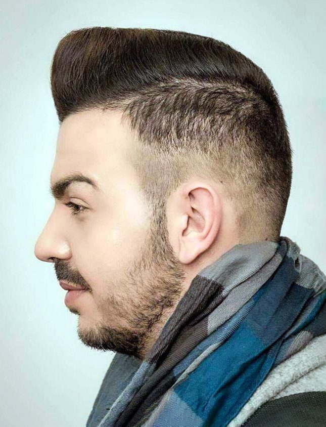 Modern Pompadour Hairstyle with Clean Fade