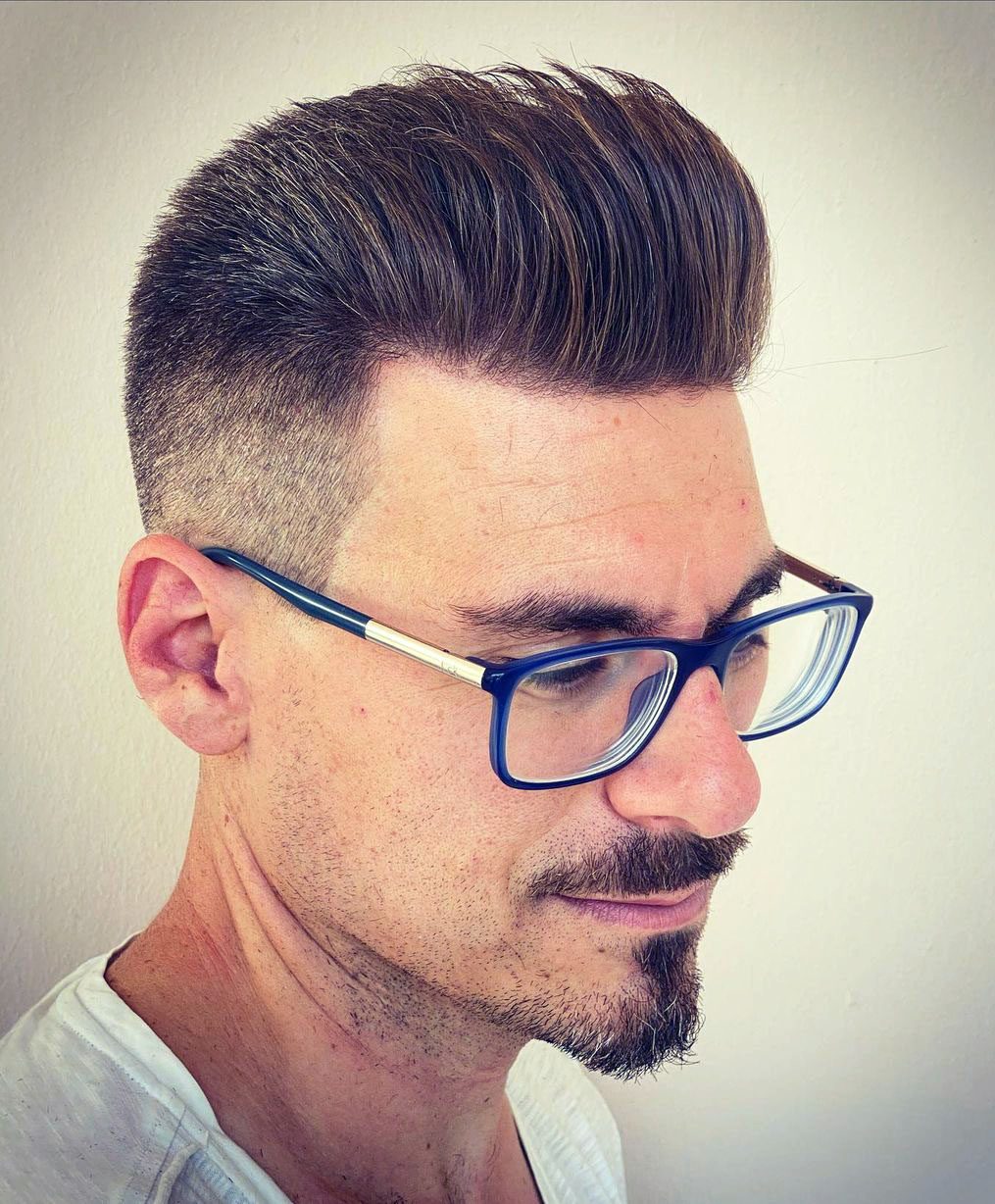 Van Dyke Beard Style paired with Glasses and Fringe Up