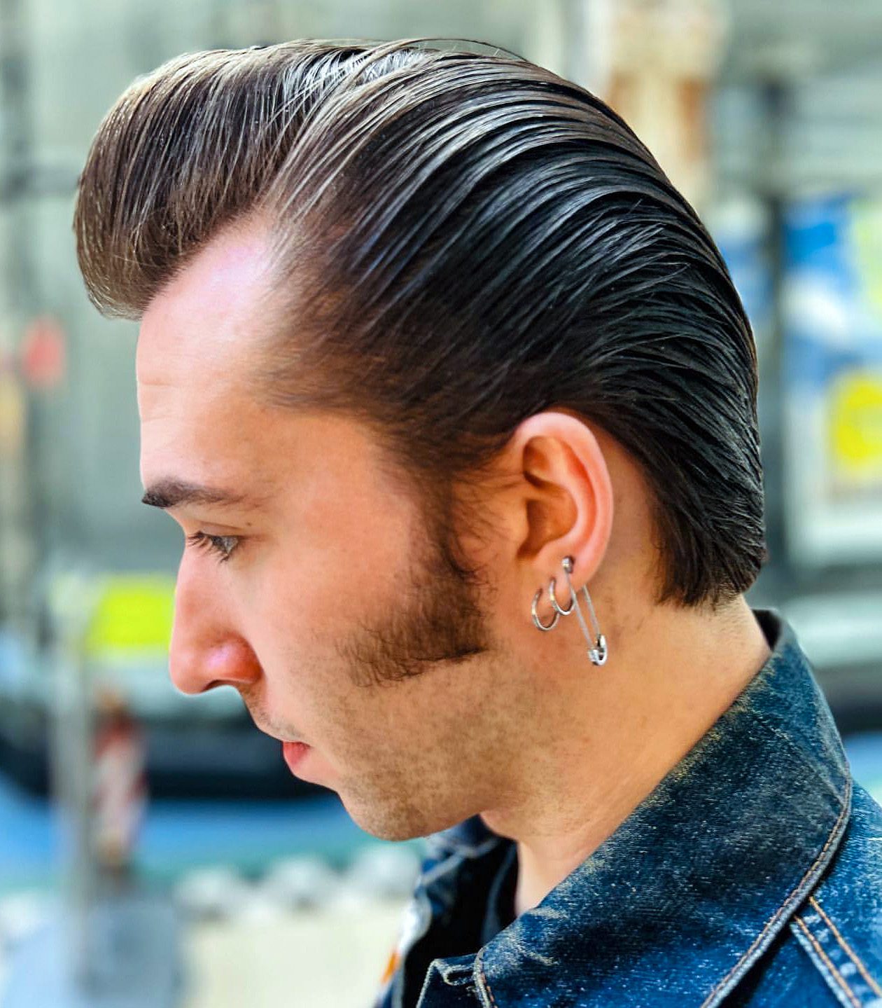 Elvis Cut with Short L-shaped Sideburns
