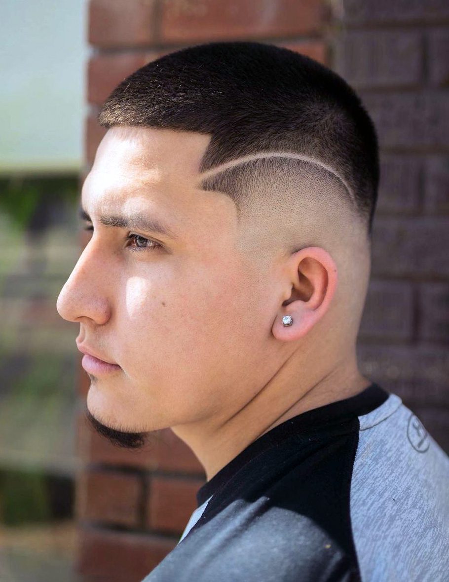 Long Buzz Cut with High Fade Line Design