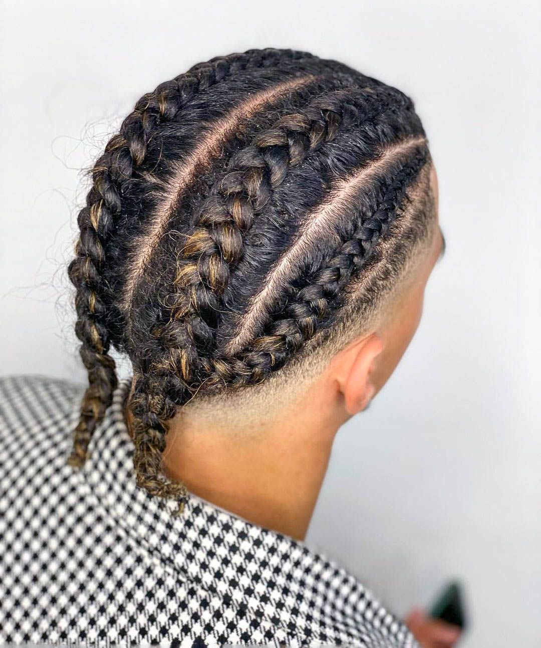 Large Cornrows with Low Fade