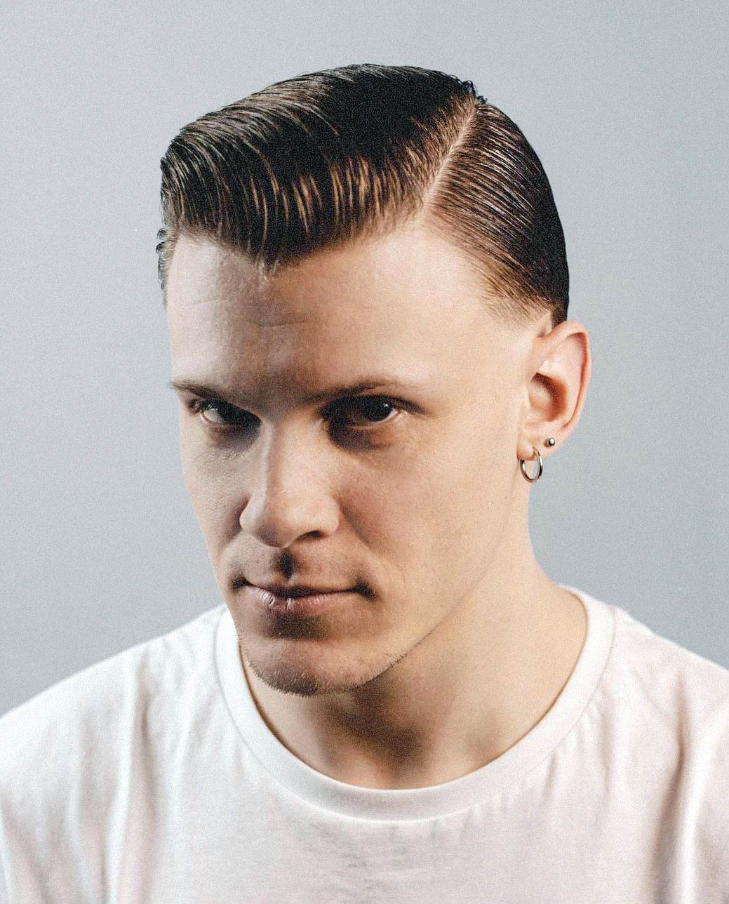 Comb Over with Side Part and Low Fade