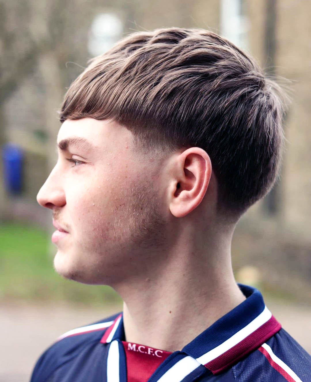 Modern Bowl cut with Textured Top and Low Fade