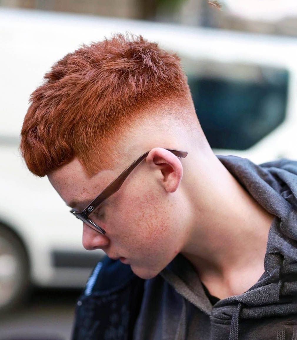 Red Crop Top High Fade for Thick Hair