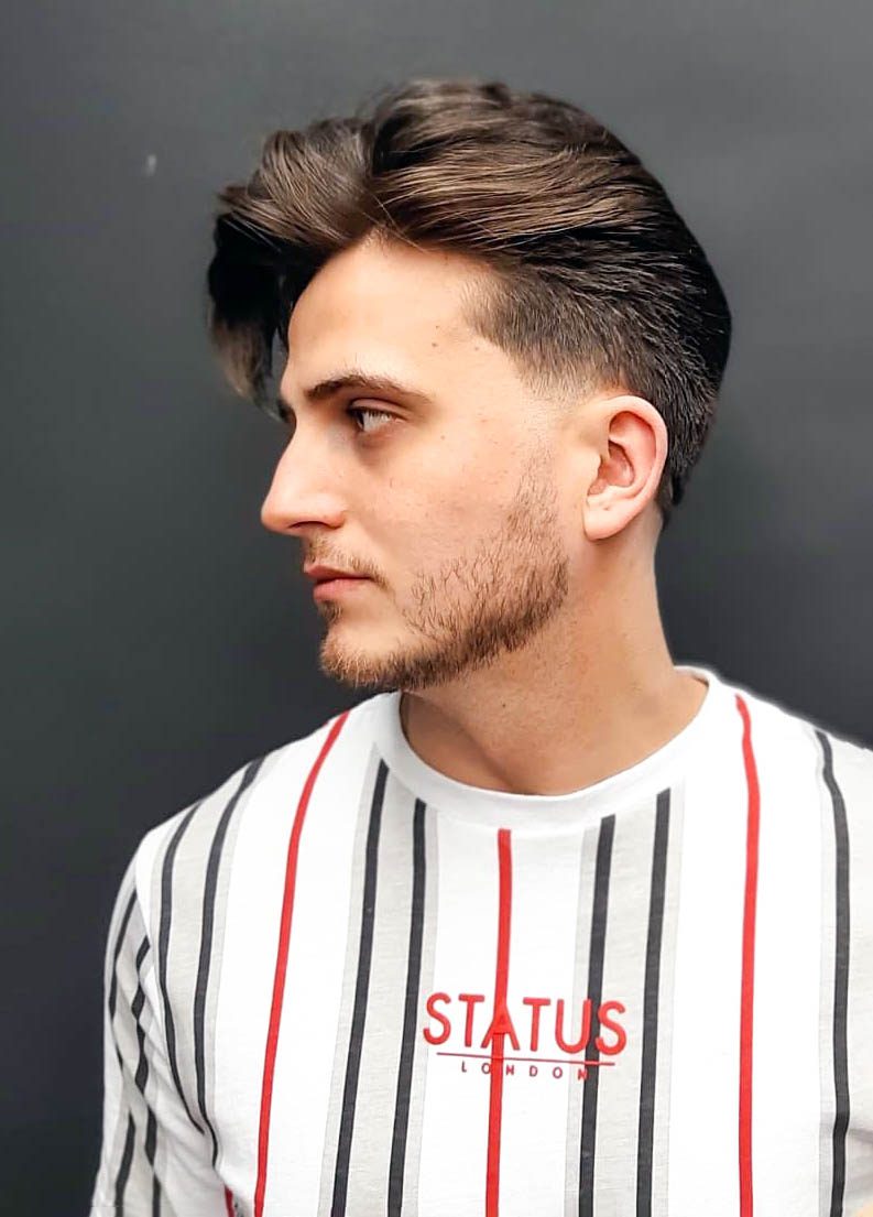 Side-swept Quiff with temple fade