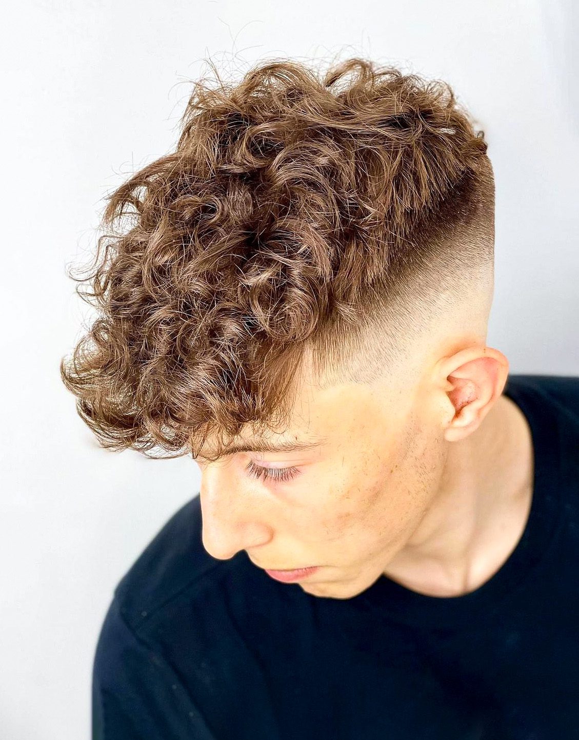 High bald fade with curls