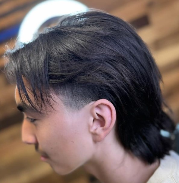 Straight Mullet with Taper Fade