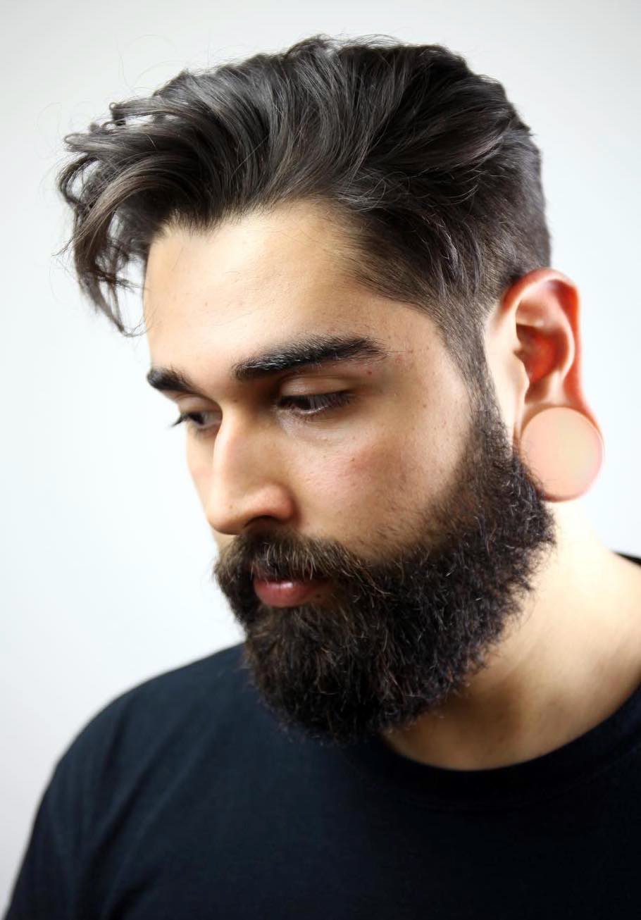 Slicked Back Men's Haircut with Beard Trim - YouTube