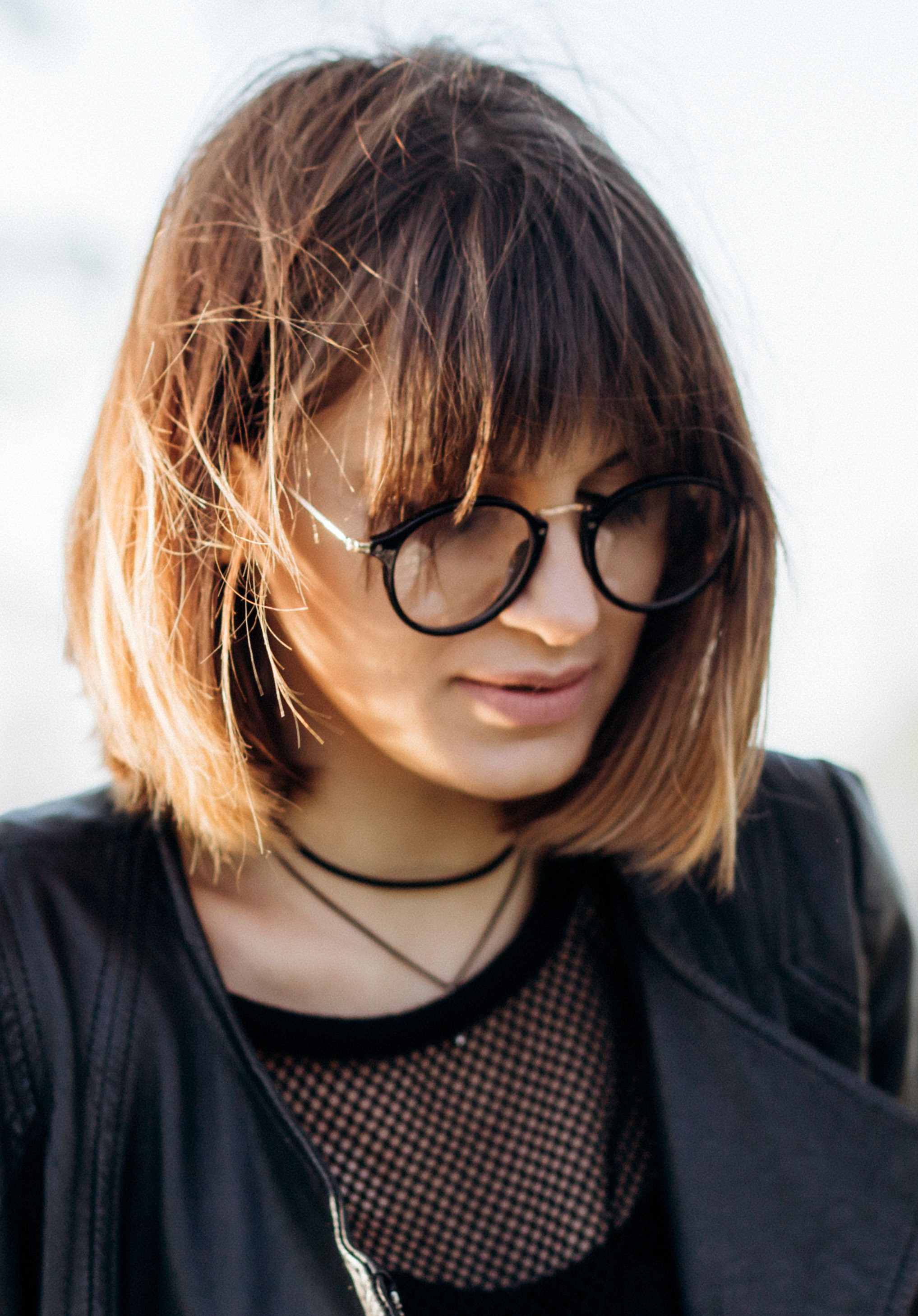 Balayage on Bob with Choppy Bangs