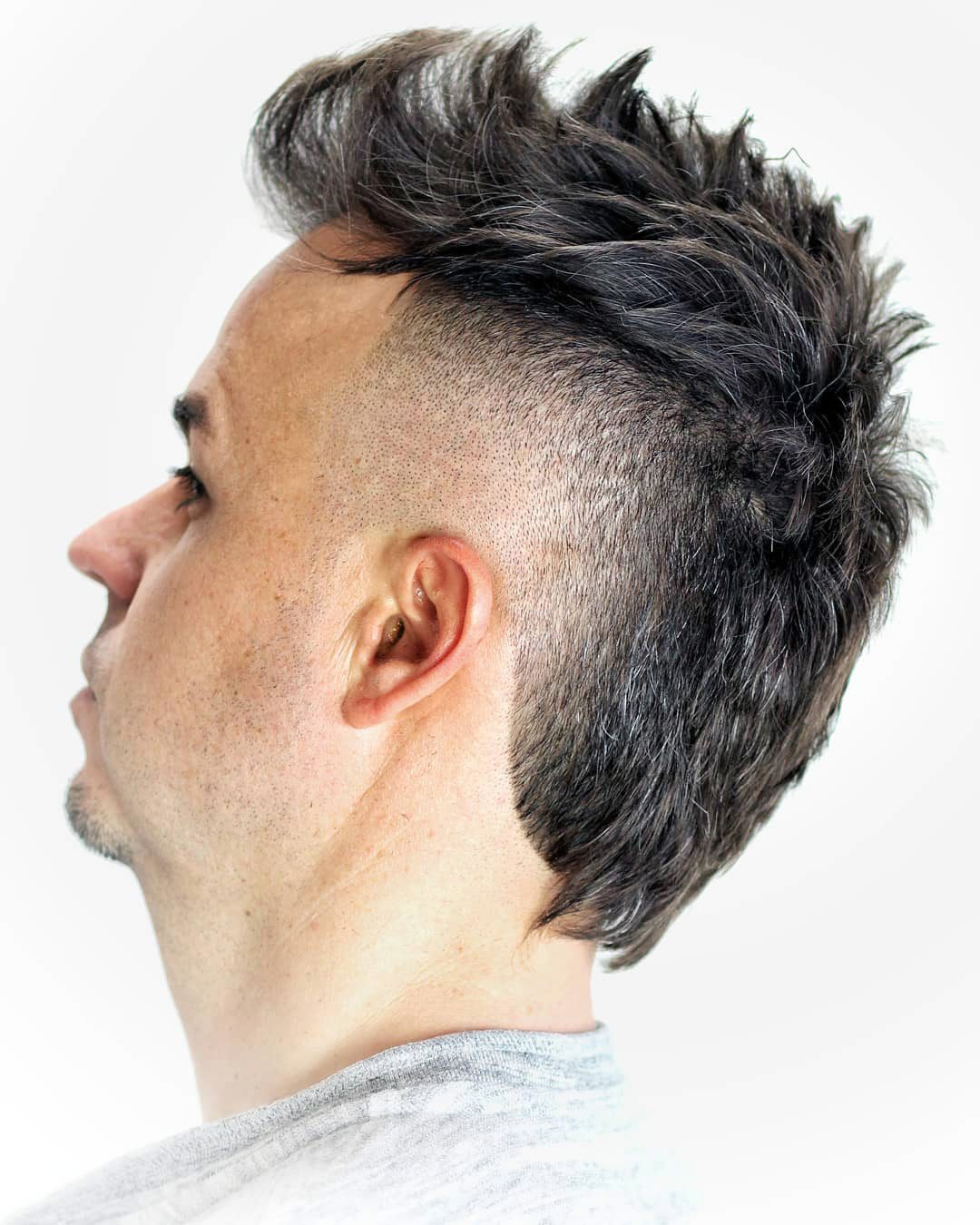 crew cut heavy texture burst fade haircut