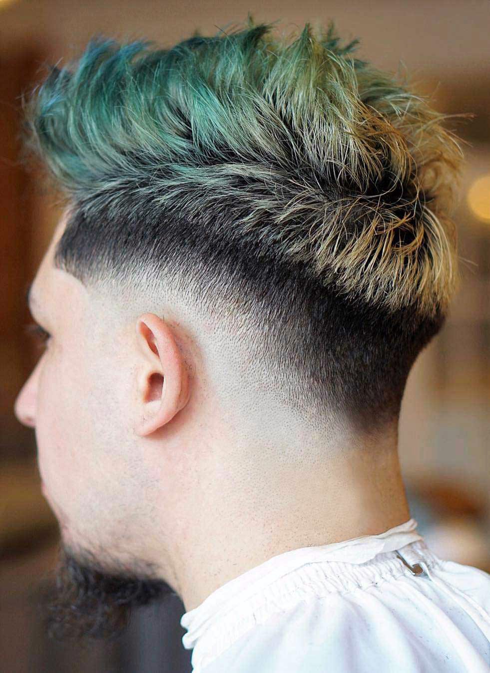 Dyed drop fade faux hawk