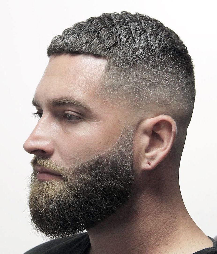 Combed Buzz Cut with Mid Fade