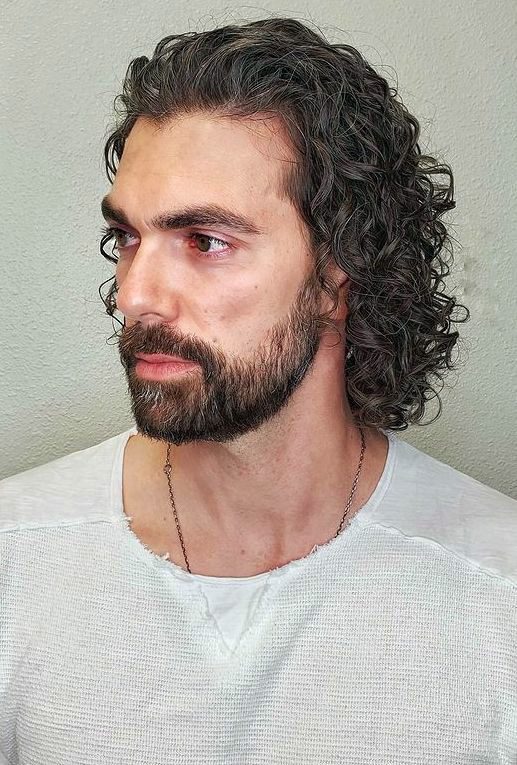 Curled Long Hair with Beard