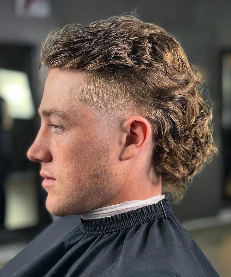 Curly Back with Temple Faded Mullet
