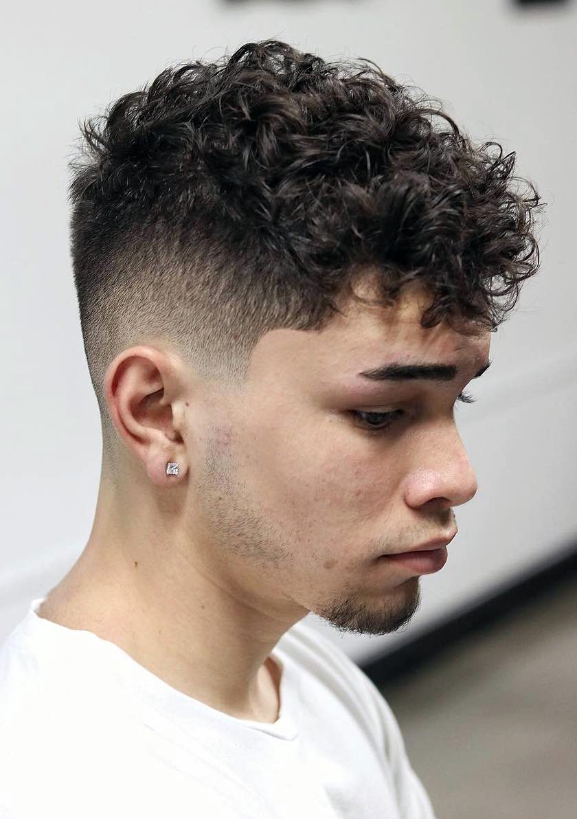 25 Mens Curly Hair Fade Haircuts That Look Slick  Modern