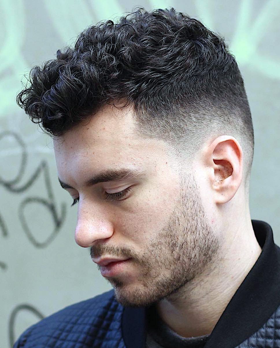    Curly Top With Mid Fade 