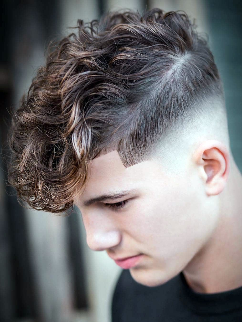 Curly Top with Sharp Low Fade