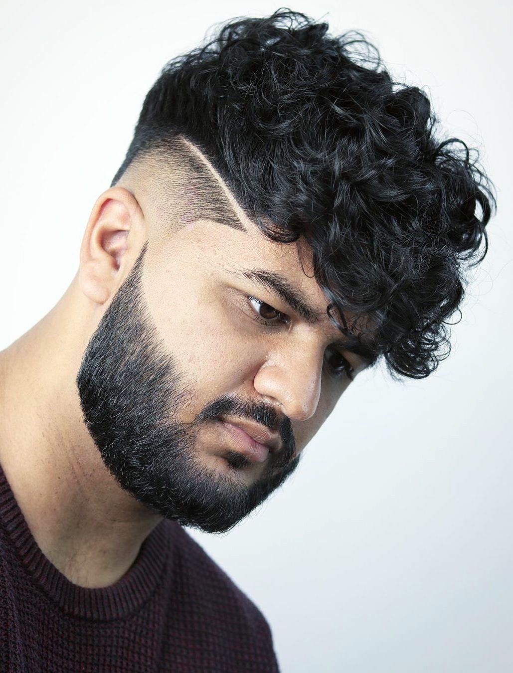 Dense Curled Top with Drop Fade