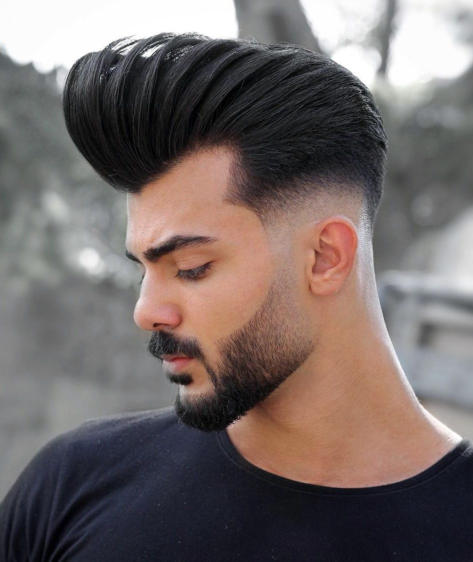 Designer Faded Beard and Pompadour