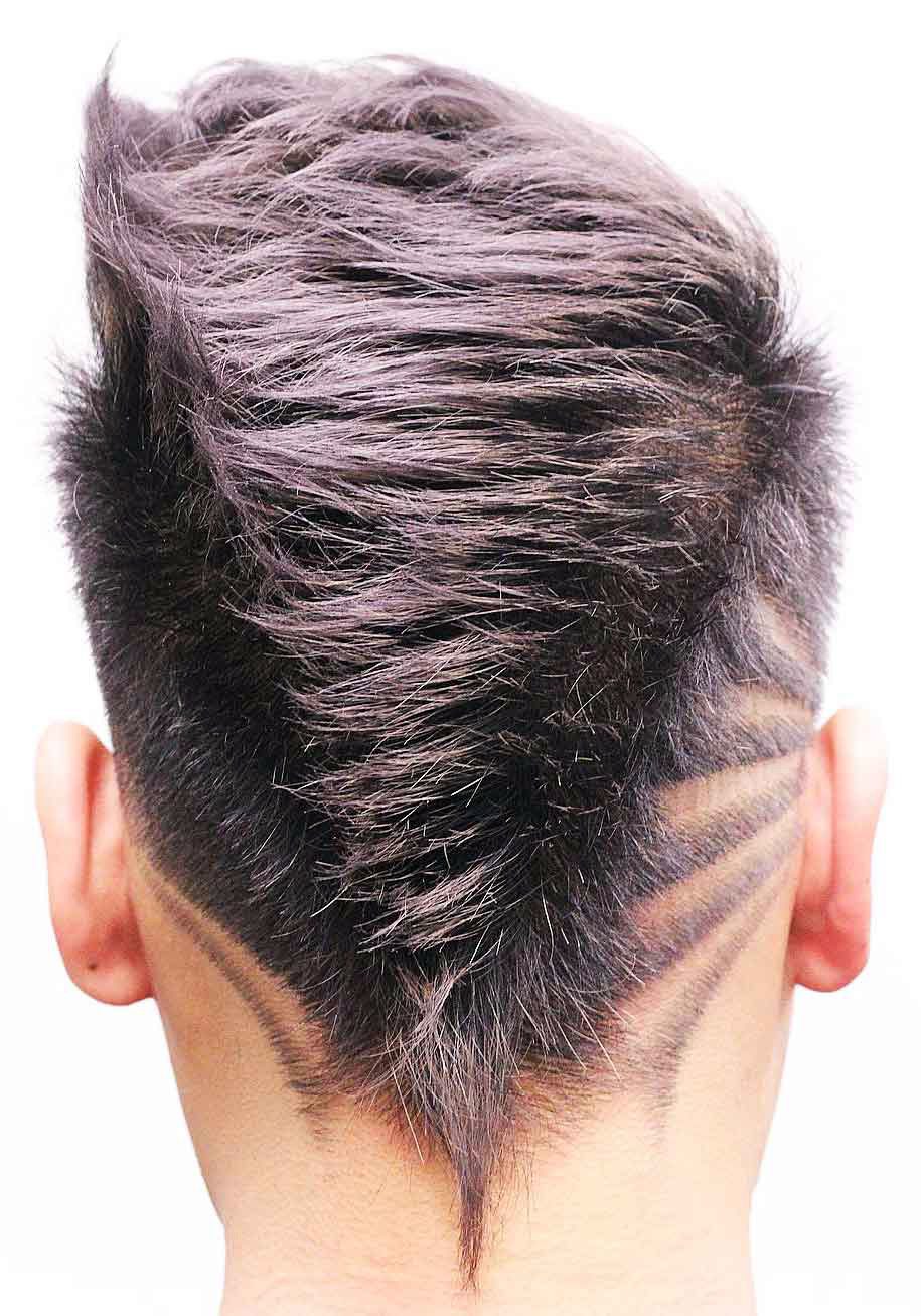 Faded Mohawk + Hair Design + V-Shape