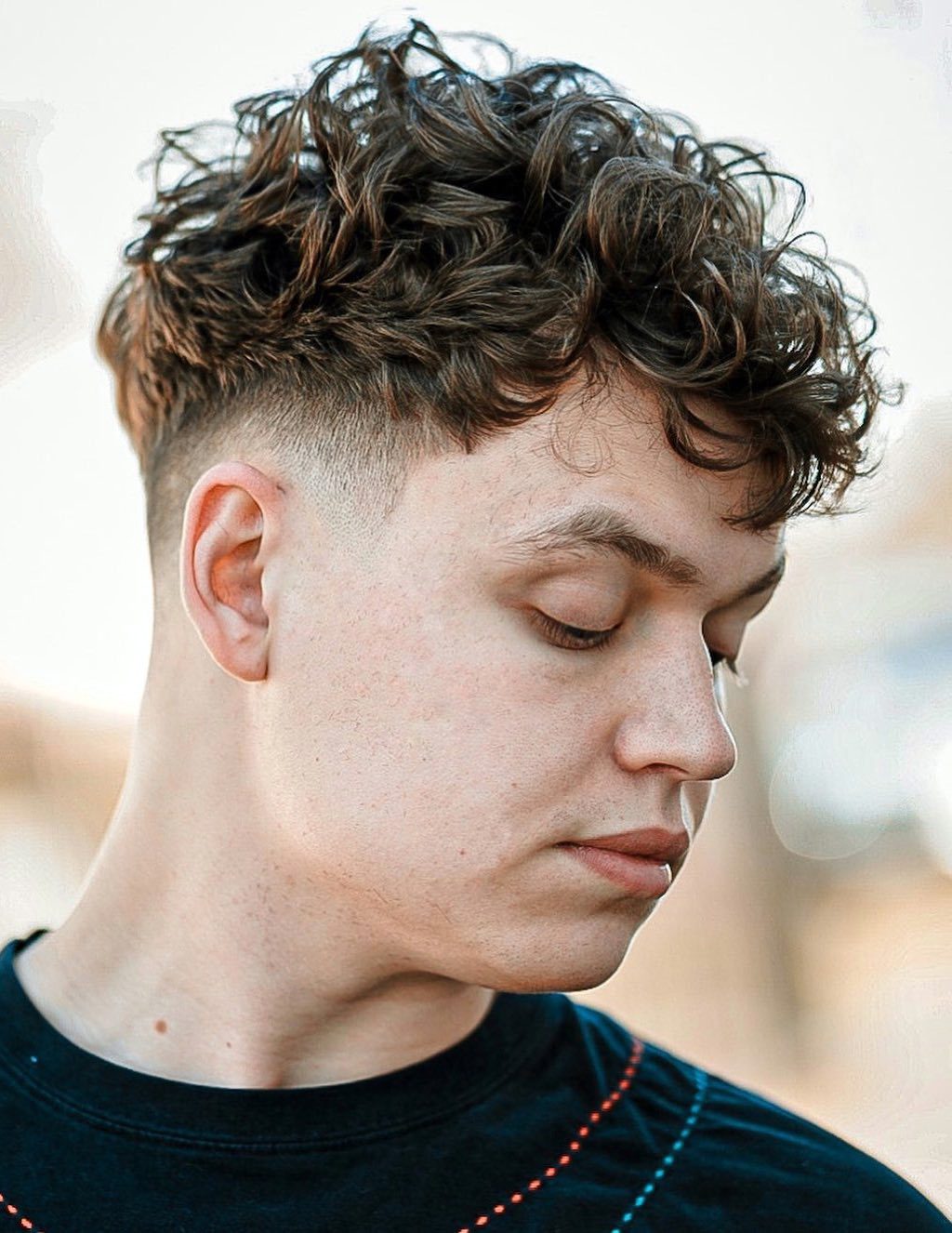Fluffy Curls with Low Fade
