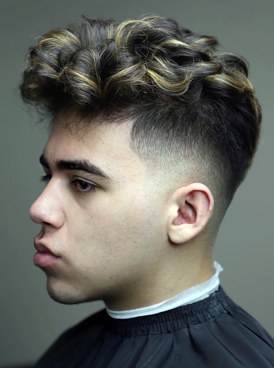 Highlighted Curls with Undercut Taper Fade