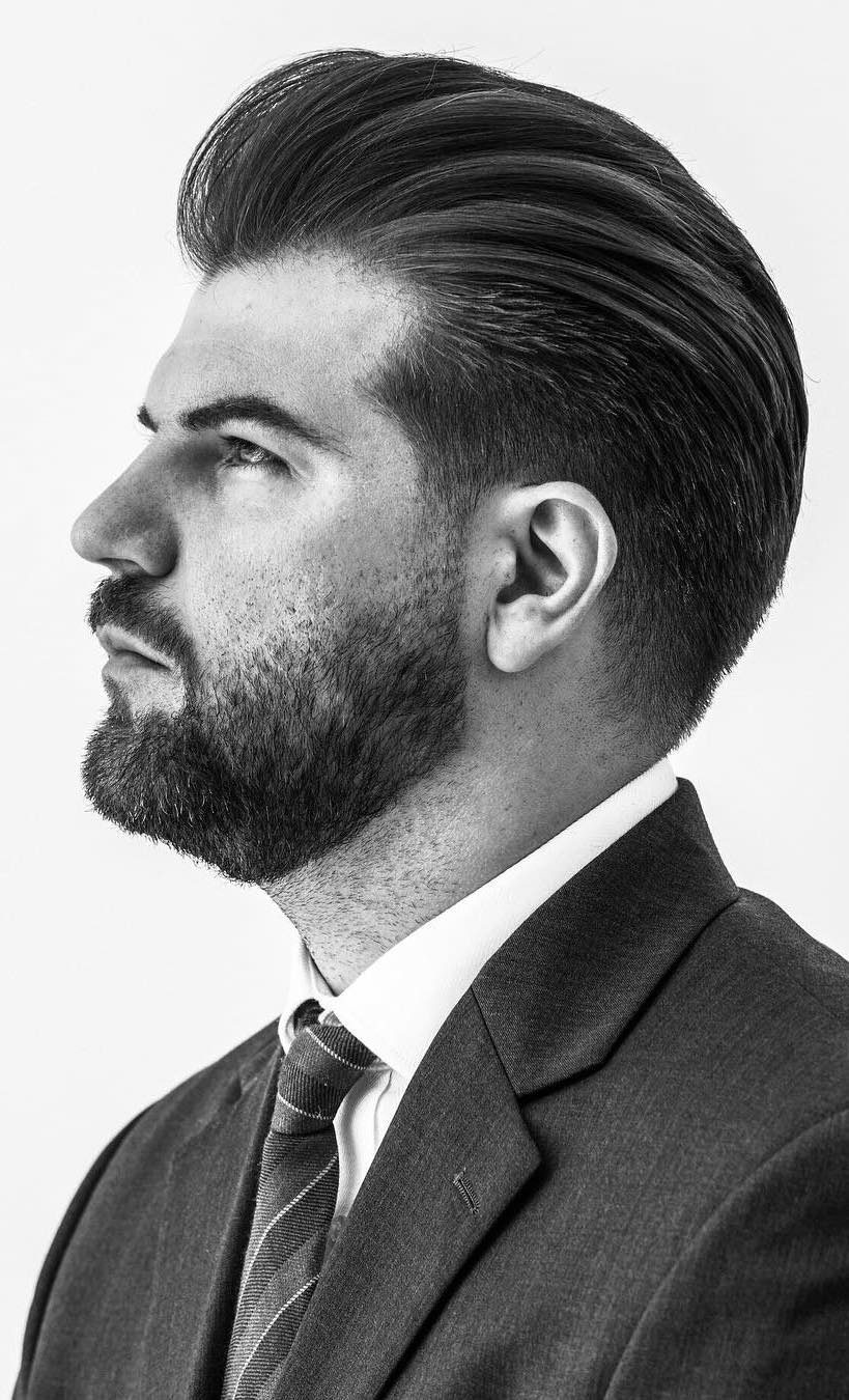 Layered Pompadour with Tapered Temple