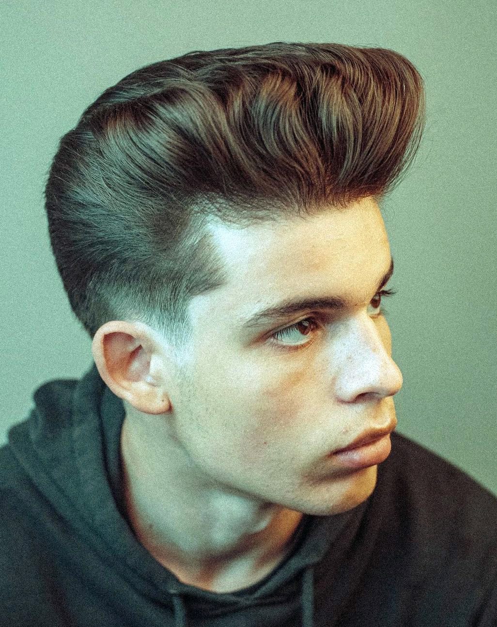 Long Top Pompadour with Tapered Sides