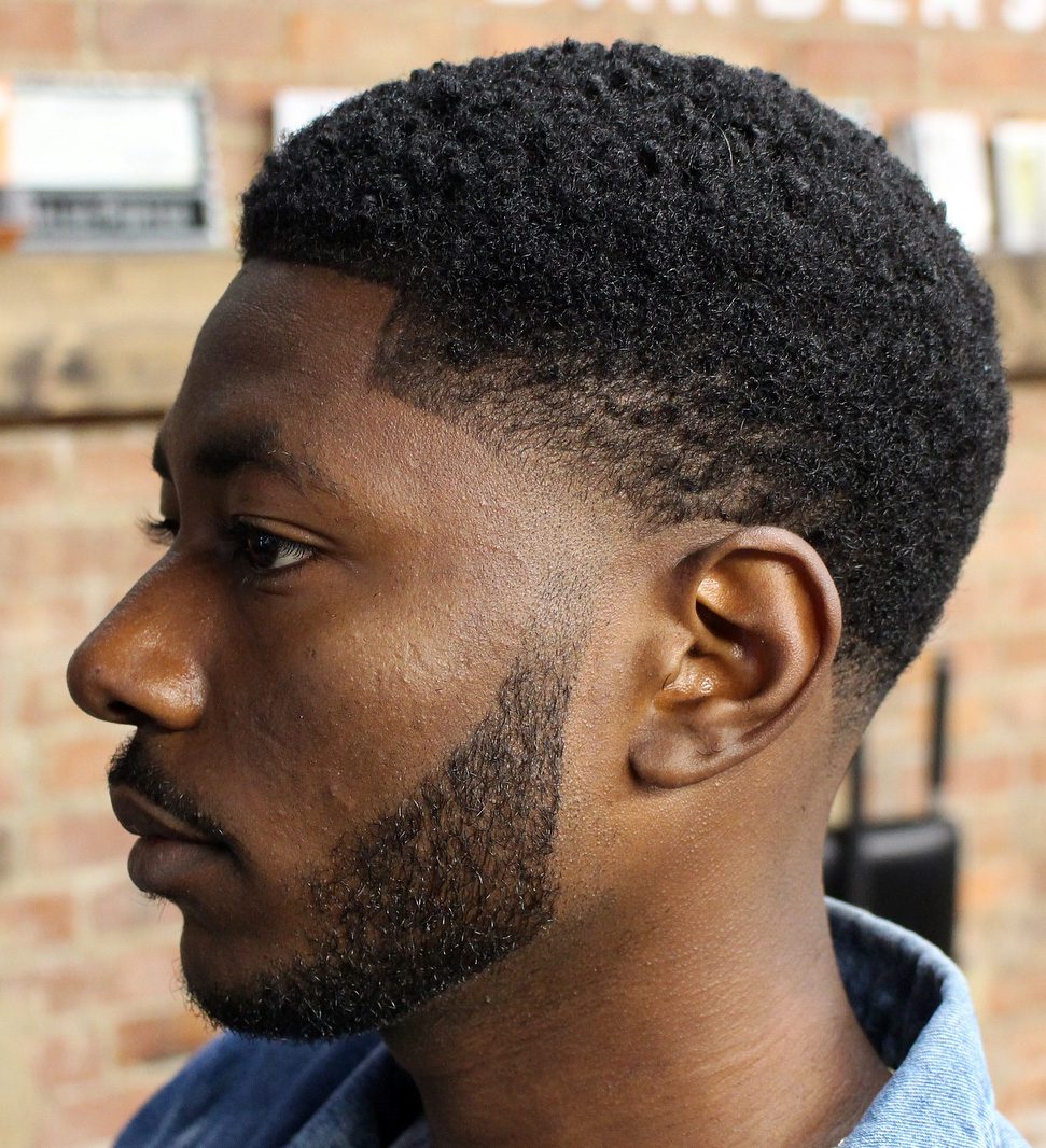Low Fade with Line up Afro Hair