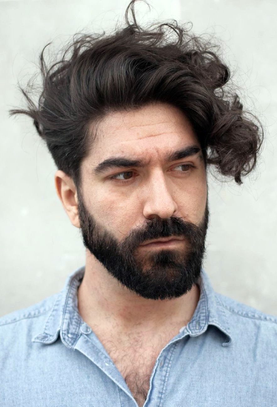 Beard style with curly cheap hair