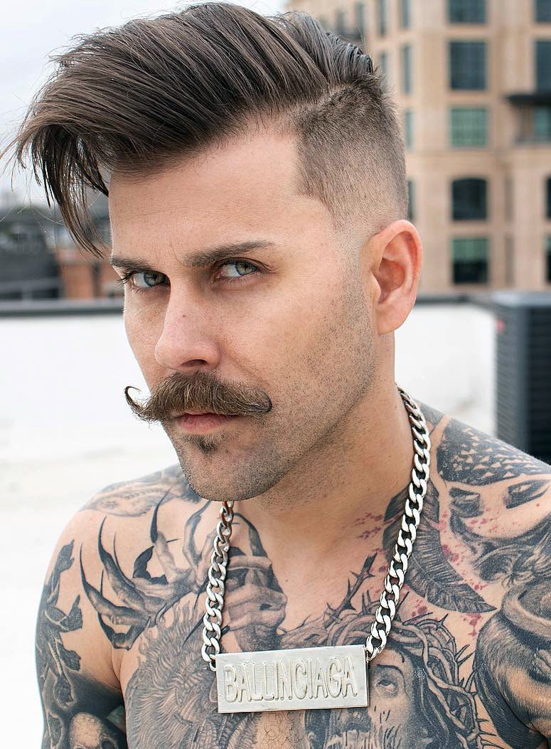 Messy Pomp and Handle Bar Mustache