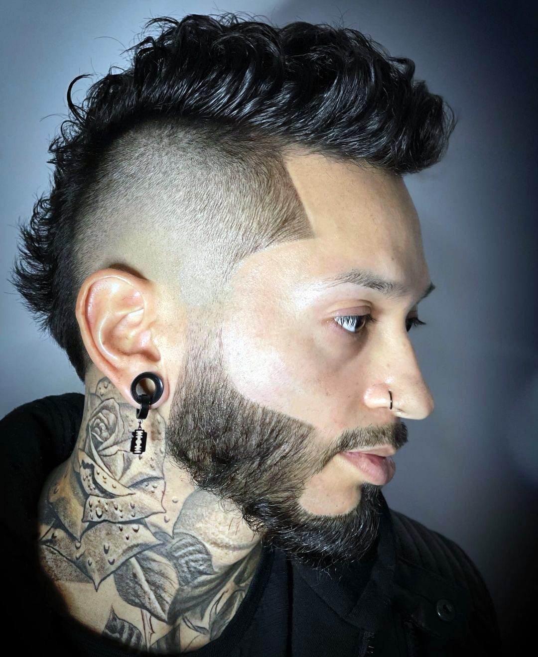 Mohawked High Fade with Dense Beard