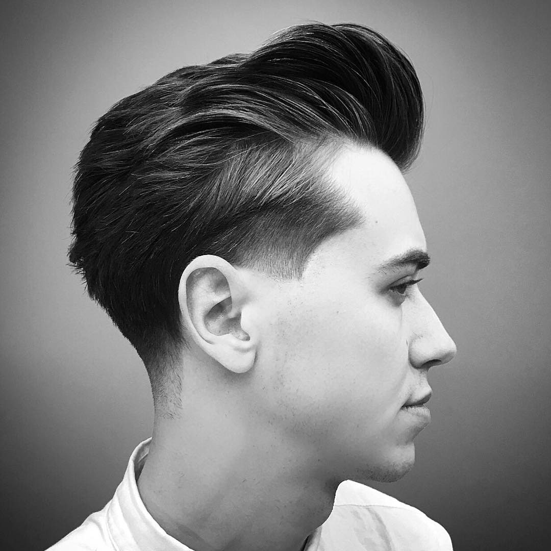 Open Ended Pompadour with Temple Cut
