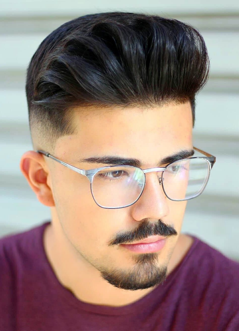 Quiff with Mid Fade and ‘Stache