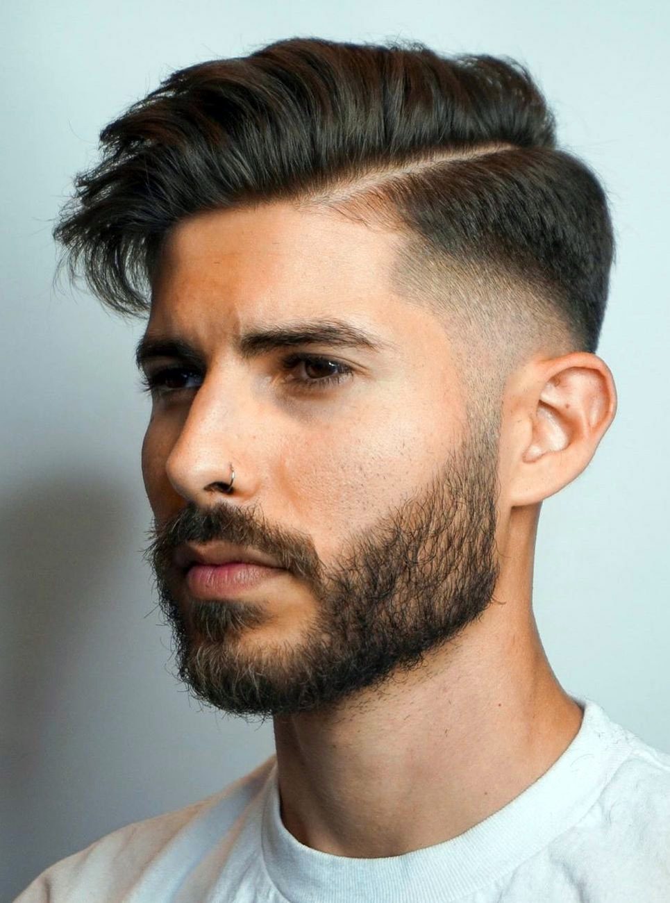 Sharp Side Swept with Undercut Temple Fade