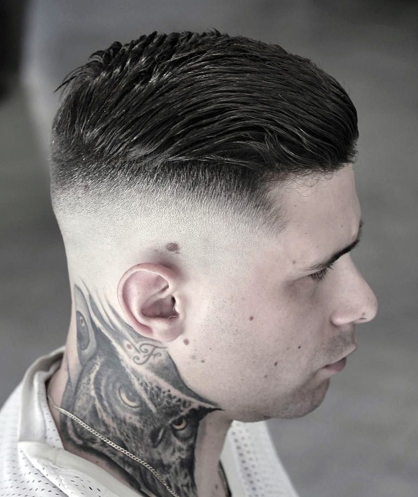 Side Brush Back and Skin Fade