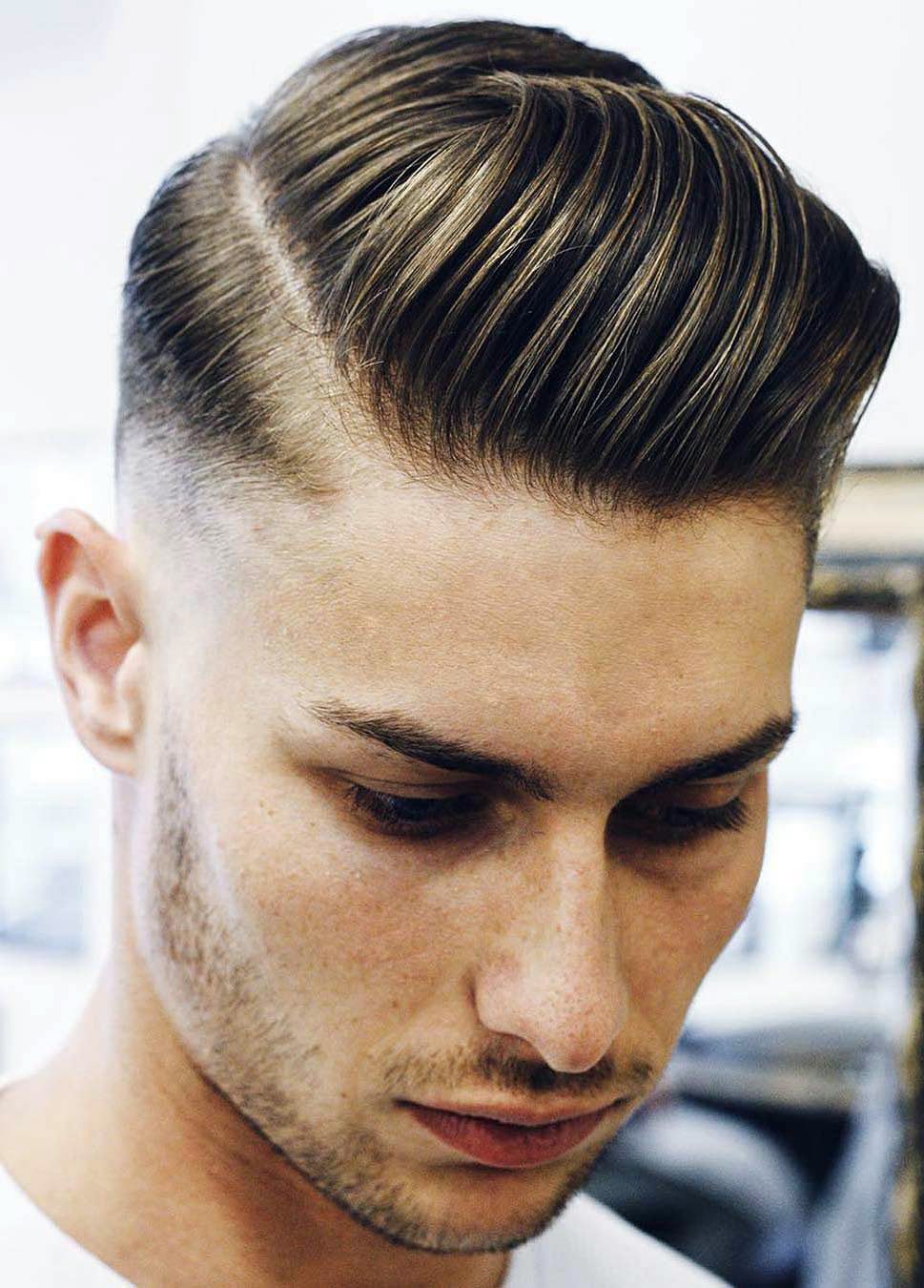 Side Parted Pompadour