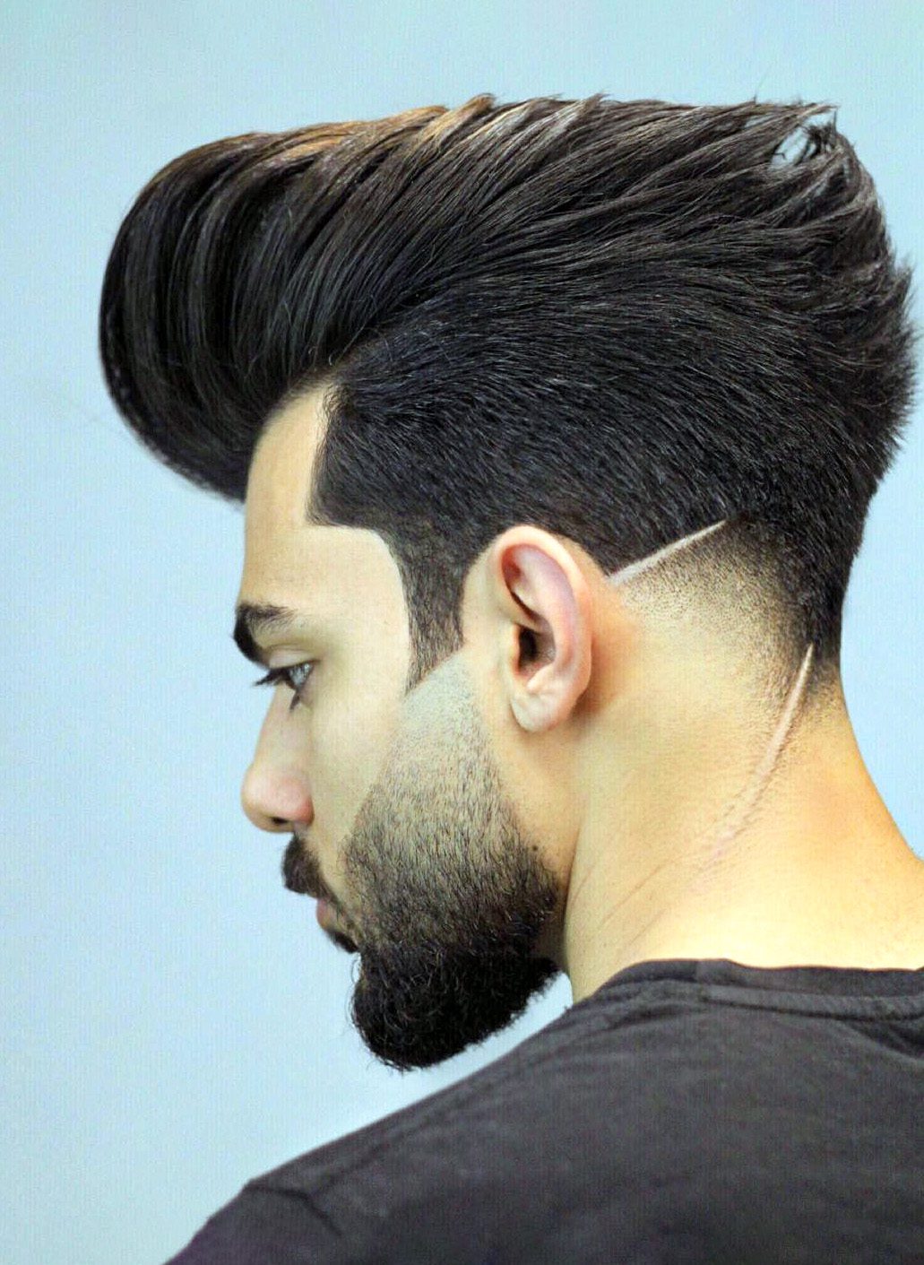 Straight Angle Pompadour and Hardline Design