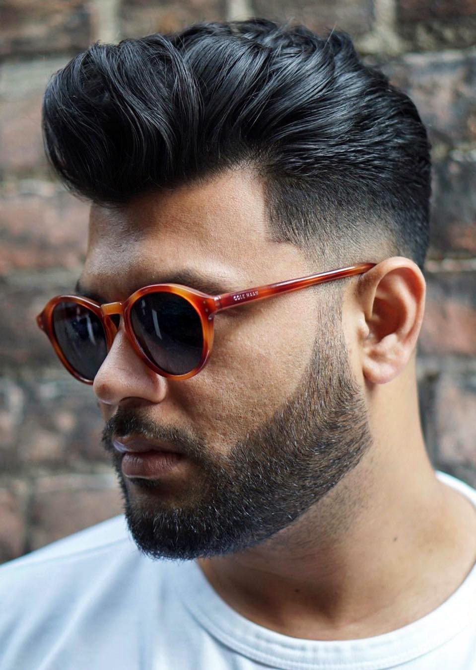 Taper Faded Pompadour with Glasses