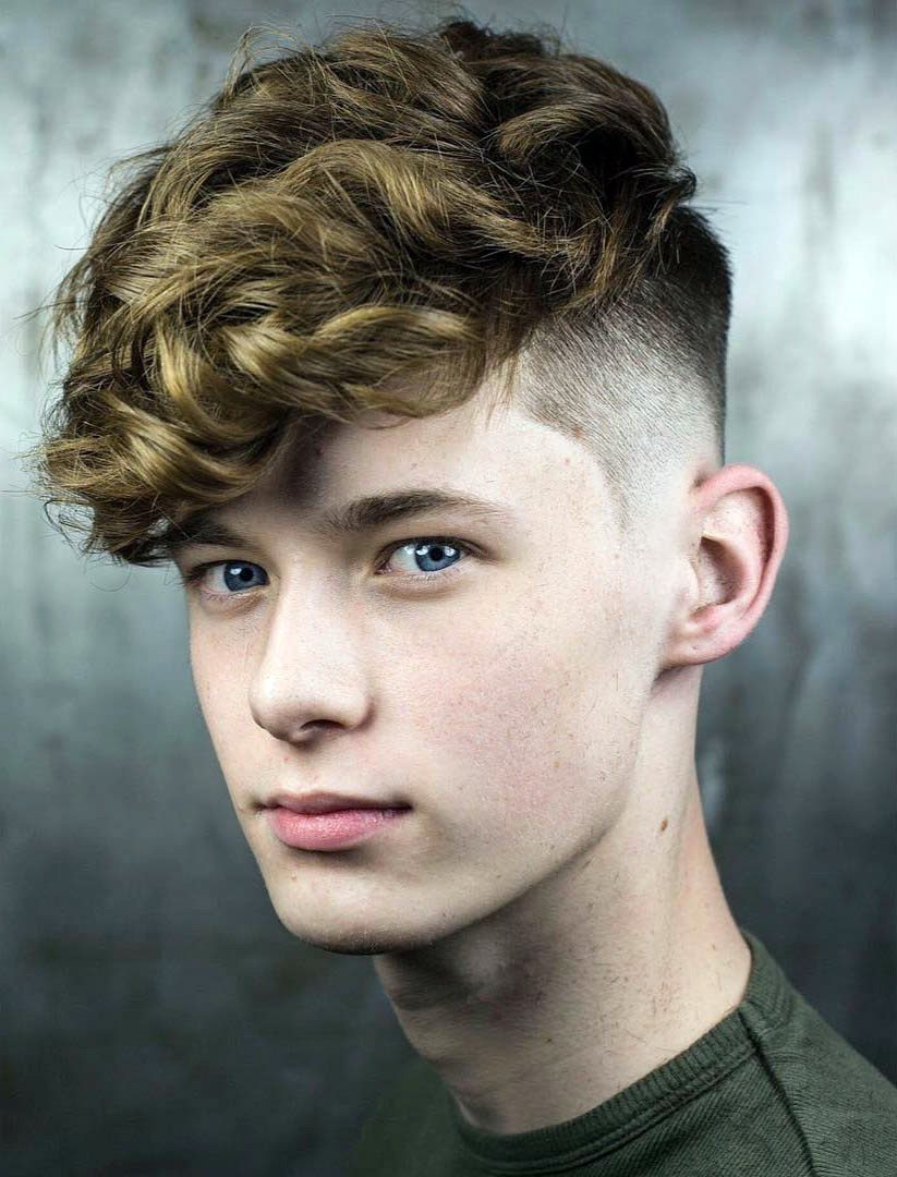 High Fade and Curly Fringe