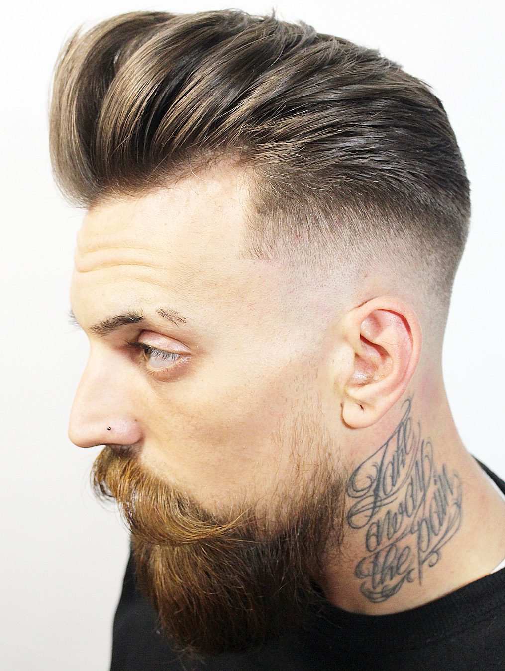 Thick Pompadoured Puff with Mid-Fade