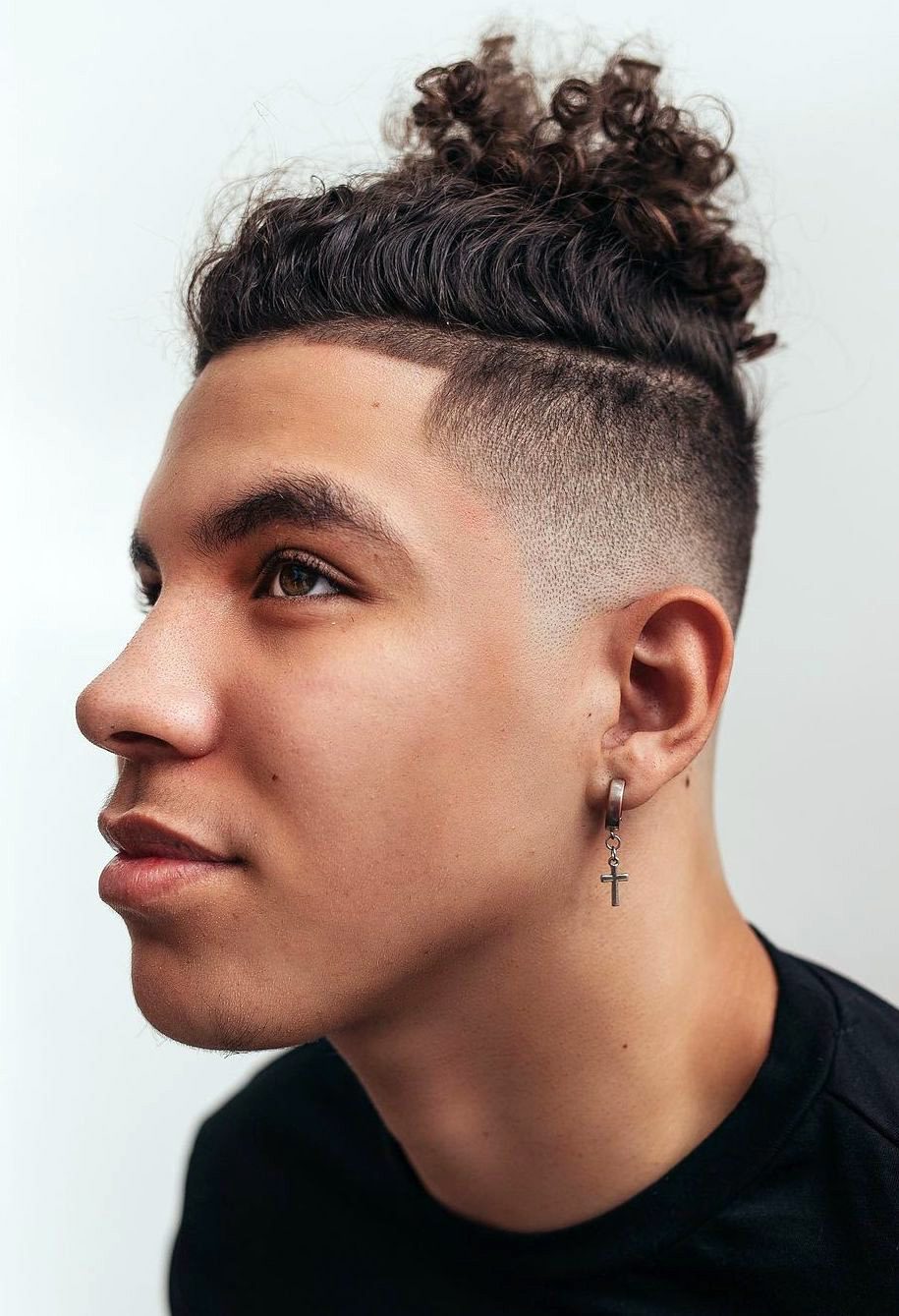 man bun undercut curly