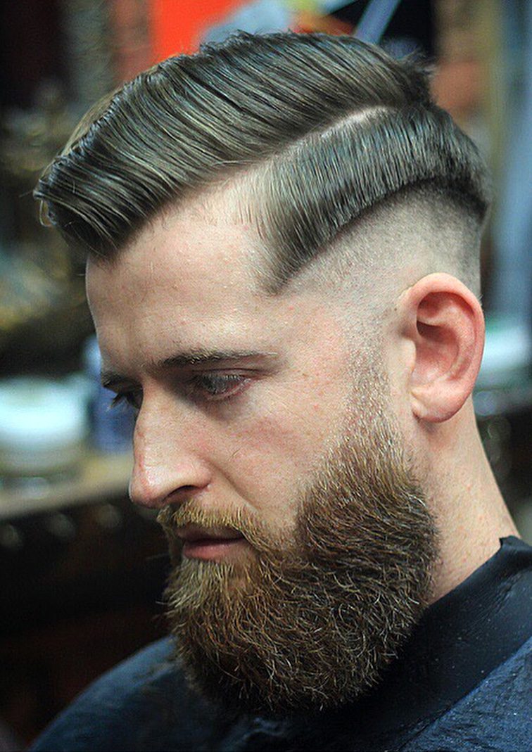 Undercut Fade with Side Comb Temple Fade