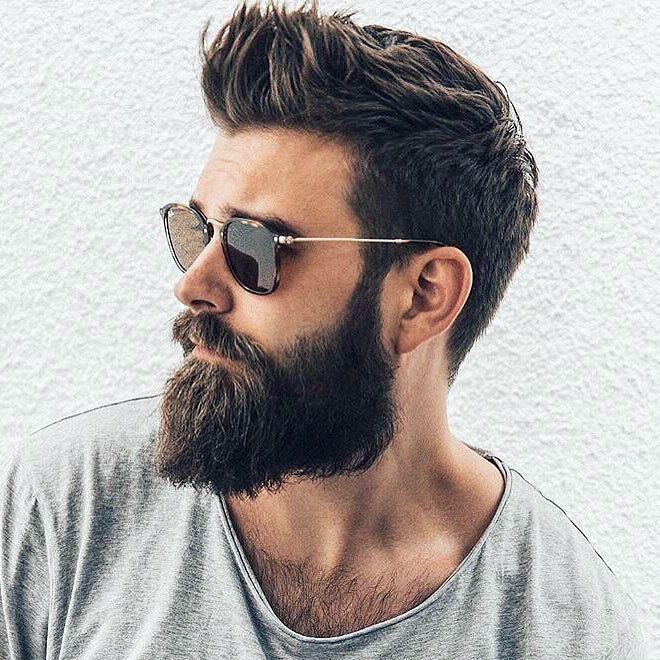 Hipster faux hawk with beard and glasses