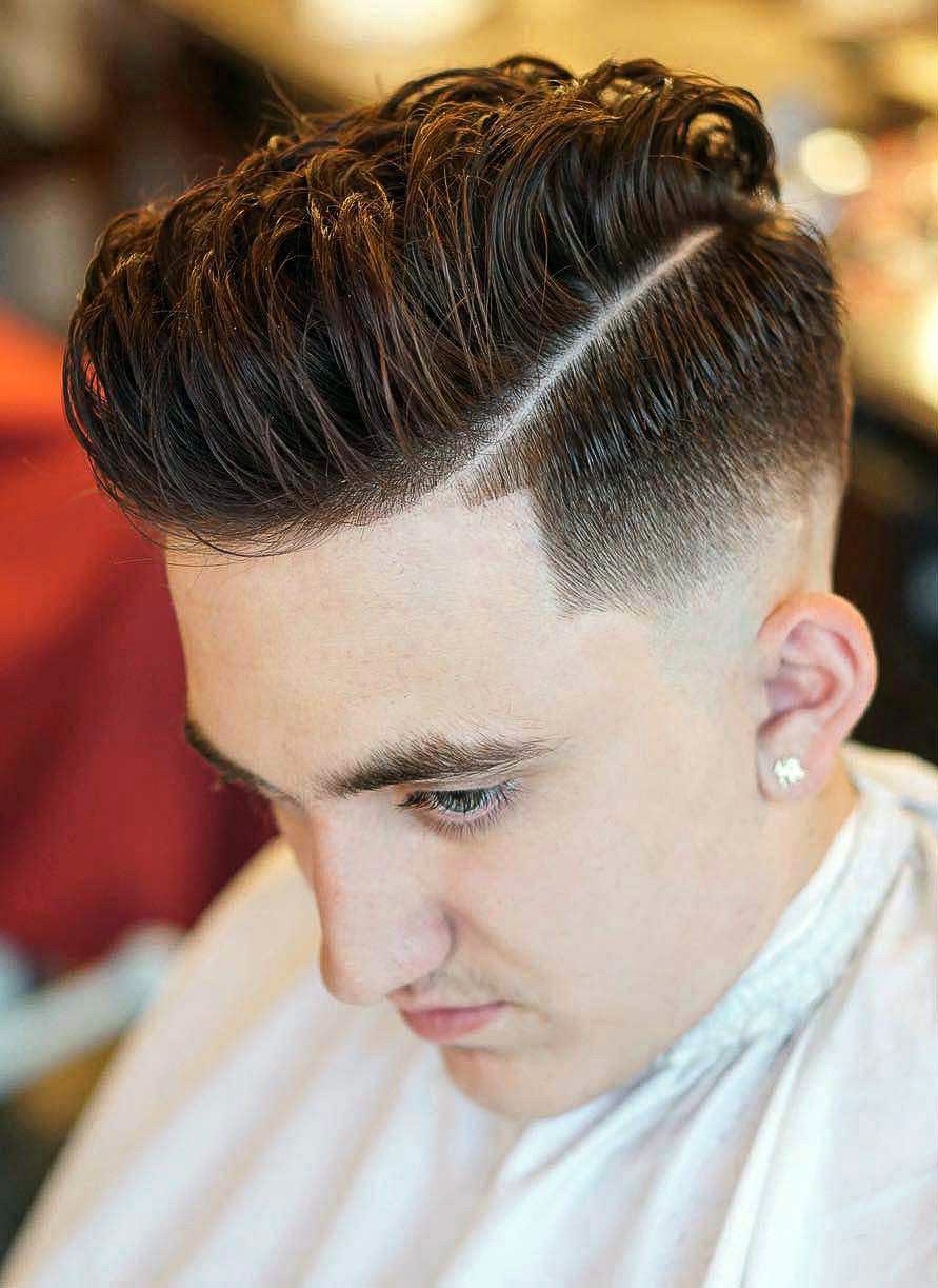 Razor Part Loosely Styled Pompadour
